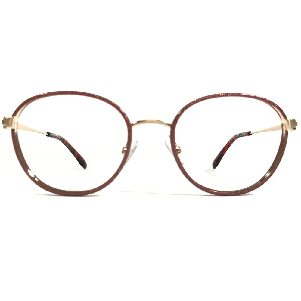 BCBGMAXAZRIA Eyeglasses Frames ADELINA Red Sparkly Glitter Gold Round 49-18-135